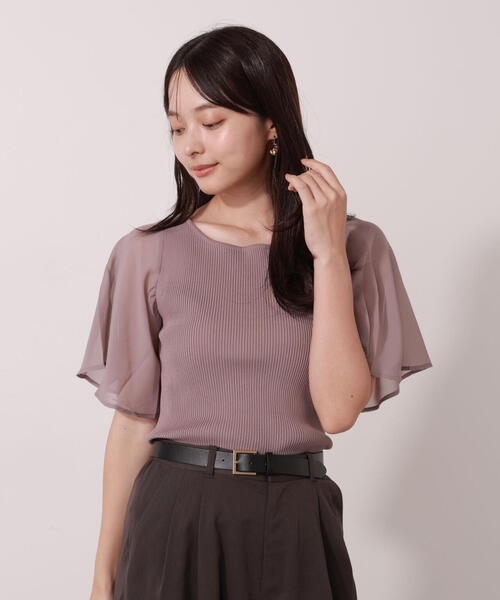 PROPORTION BODY DRESSING（プロポーションボディドレッシング）の「シアーフレアスリーブリブニット / 1215270609（ニット/セーター・レディース・ベージュ/ブラウン/ブラック・FREE）」の5枚目の写真