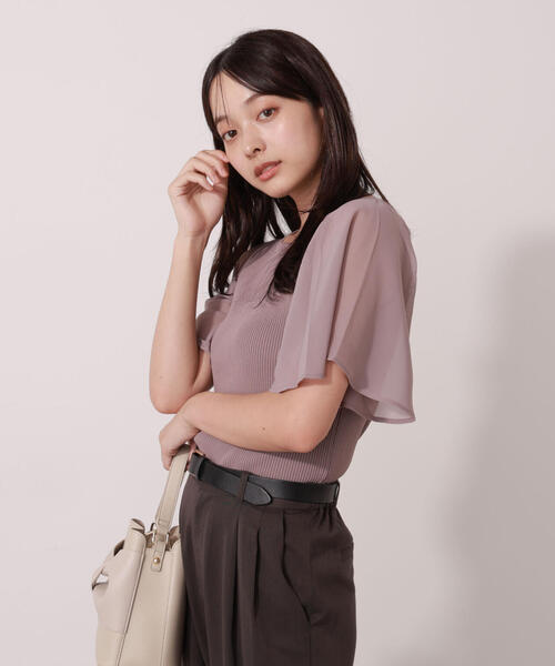 PROPORTION BODY DRESSING（プロポーションボディドレッシング）の「シアーフレアスリーブリブニット / 1215270609（ニット/セーター・レディース・ベージュ/ブラウン/ブラック・FREE）」の6枚目の写真