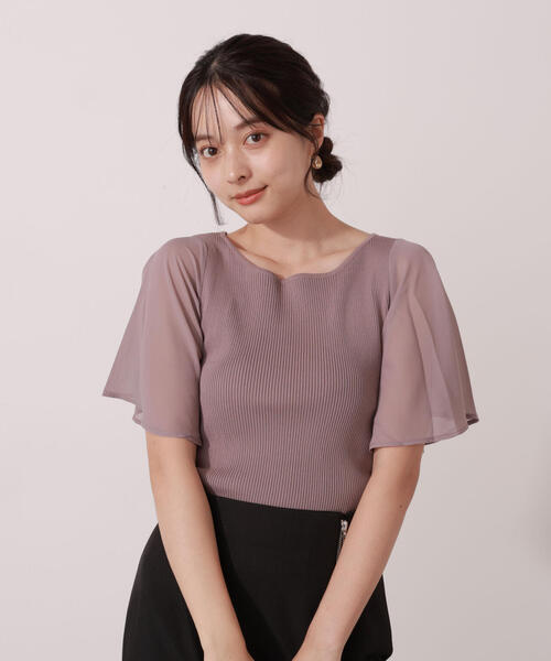 PROPORTION BODY DRESSING（プロポーションボディドレッシング）の「シアーフレアスリーブリブニット / 1215270609（ニット/セーター・レディース・ベージュ/ブラウン/ブラック・FREE）」の8枚目の写真