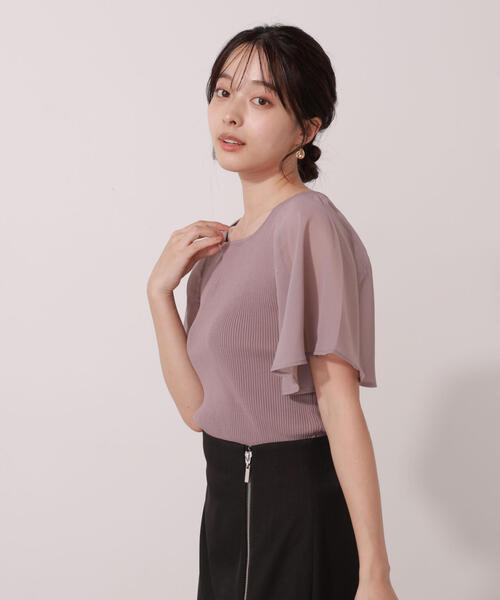 PROPORTION BODY DRESSING（プロポーションボディドレッシング）の「シアーフレアスリーブリブニット / 1215270609（ニット/セーター・レディース・ベージュ/ブラウン/ブラック・FREE）」の9枚目の写真