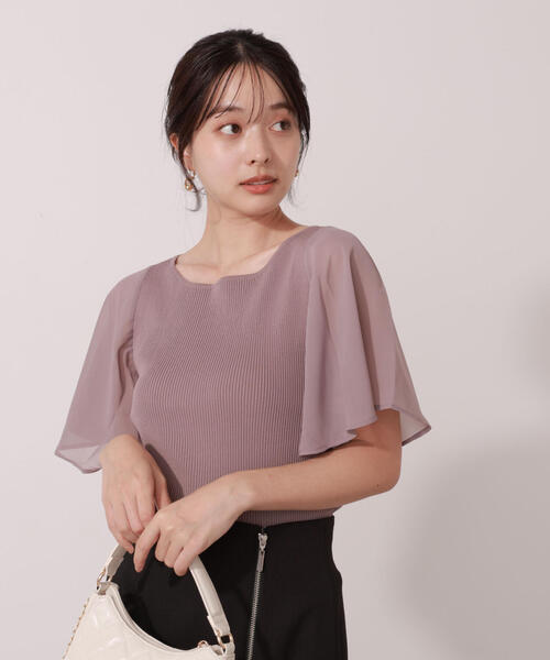 PROPORTION BODY DRESSING（プロポーションボディドレッシング）の「シアーフレアスリーブリブニット / 1215270609（ニット/セーター・レディース・ベージュ/ブラウン/ブラック・FREE）」の12枚目の写真