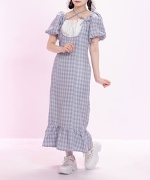 René グレー フリル付きワンピース 34サイズ CLETTEオリジナル☆ギャザーフリルワンピース | 大きいサイズ