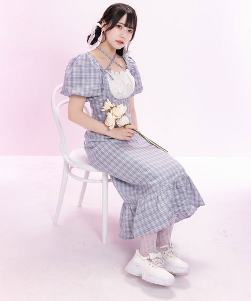 ヨークフリルバルーンスリーブマーメイドワンピース　DearMyLoveRose DearMyLoveRose ワンピース ヨークフリルバルーンスリーブ