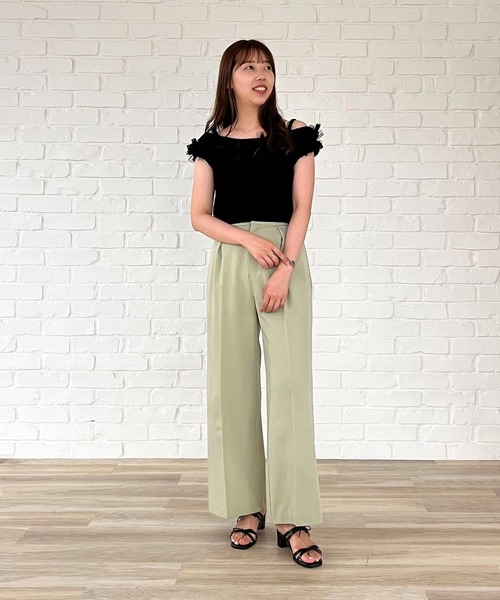 31 Sons de mode（トランテアン　ソン　ドゥ　モード）の「2025春夏新作 クロシェライクオフショルリボンニット（ニット/セーター・レディース・ブラック/オフホワイト/イエロー・ﾌﾘ-）」の19枚目の写真