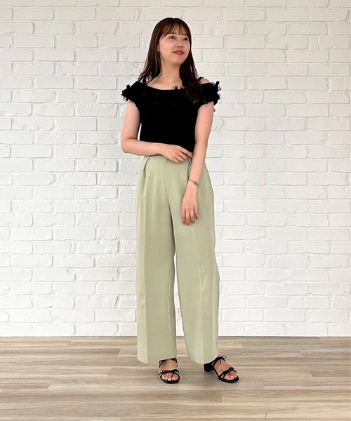 31 Sons de mode（トランテアン　ソン　ドゥ　モード）の「2025春夏新作 クロシェライクオフショルリボンニット（ニット/セーター・レディース・ブラック/オフホワイト/イエロー・ﾌﾘ-）」の18枚目の写真