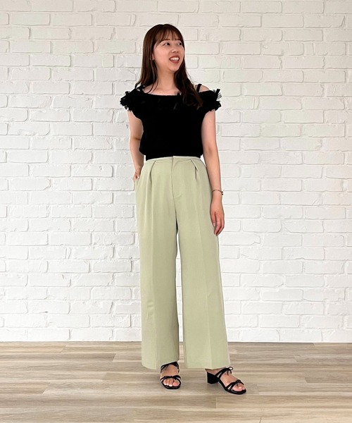 31 Sons de mode（トランテアン　ソン　ドゥ　モード）の「2025春夏新作 クロシェライクオフショルリボンニット（ニット/セーター・レディース・ブラック/オフホワイト/イエロー・ﾌﾘ-）」の7枚目の写真