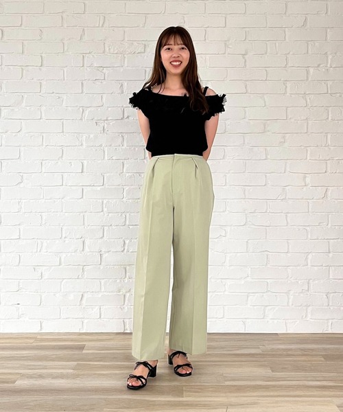 31 Sons de mode（トランテアン　ソン　ドゥ　モード）の「2025春夏新作 クロシェライクオフショルリボンニット（ニット/セーター・レディース・ブラック/オフホワイト/イエロー・ﾌﾘ-）」の8枚目の写真