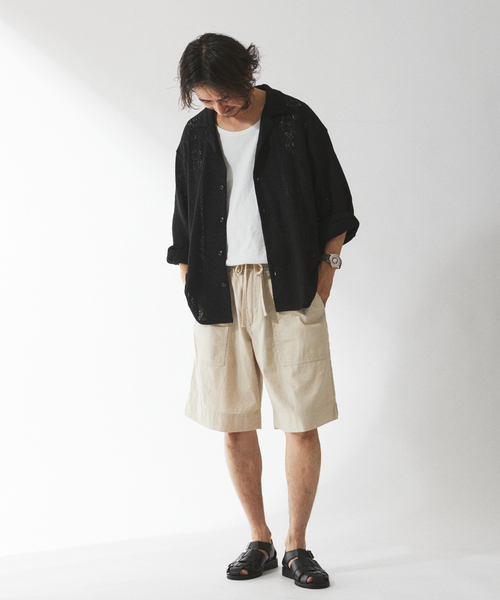 JOURNAL STANDARD relume(ジャーナルスタンダード レリューム)の「HOUSE HOLD / ハウスホールド コットンリネン ベイカーショーツ(その他パンツ・メンズ・ブラック/アイボリー/カーキ・SMALL/MEDIUM/LARGE)」の5枚目の写真