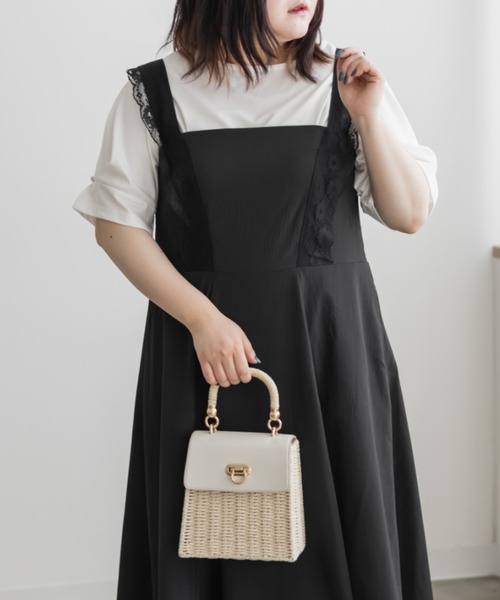 CLETTE(クレット)の「レース使いジャンスカワンピース(ワンピース・レディース・ブルー/ブラック・LL/3L/4L)」の6枚目の写真