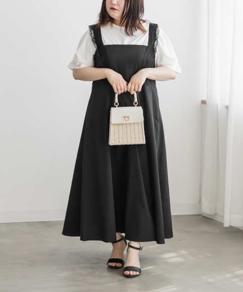 CLETTE(クレット)の「レース使いジャンスカワンピース(ワンピース・レディース・ブルー/ブラック・LL/3L/4L)」の5枚目の写真