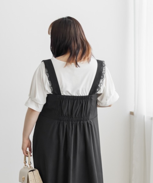 CLETTE(クレット)の「レース使いジャンスカワンピース(ワンピース・レディース・ブルー/ブラック・LL/3L/4L)」の7枚目の写真