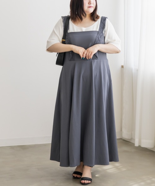 CLETTE(クレット)の「レース使いジャンスカワンピース(ワンピース・レディース・ブルー/ブラック・LL/3L/4L)」の9枚目の写真