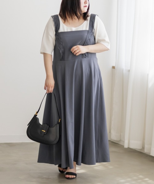 CLETTE(クレット)の「レース使いジャンスカワンピース(ワンピース・レディース・ブルー/ブラック・LL/3L/4L)」の10枚目の写真