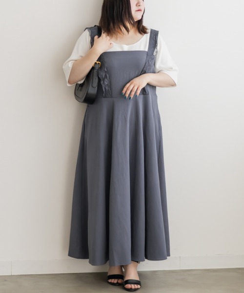 CLETTE(クレット)の「レース使いジャンスカワンピース(ワンピース・レディース・ブルー/ブラック・LL/3L/4L)」の11枚目の写真