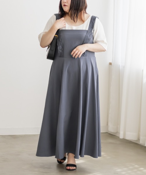 CLETTE(クレット)の「レース使いジャンスカワンピース(ワンピース・レディース・ブルー/ブラック・LL/3L/4L)」の13枚目の写真