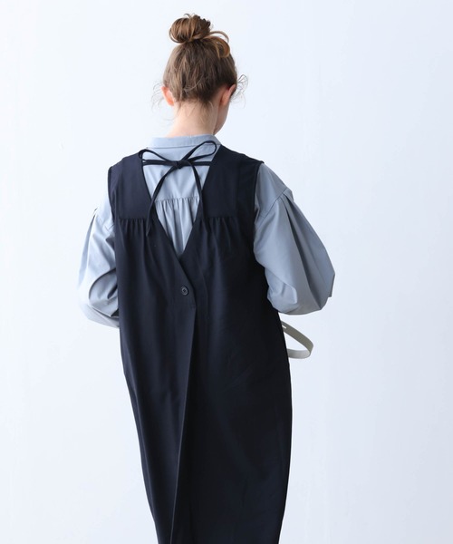新品　KELEN 2WAY APRON DRESS ワンピース Kelen ワンピース 「KELEN / ケレン」前後2WAY Vネックエプロン