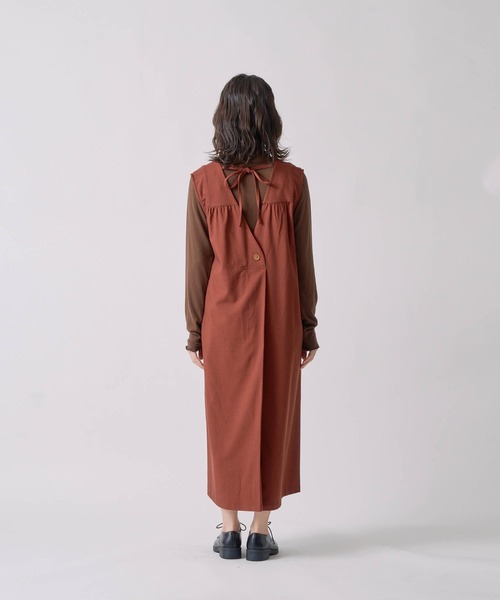 新品　KELEN 2WAY APRON DRESS ワンピース Kelen ワンピース 「KELEN / ケレン」前後2WAY Vネックエプロン