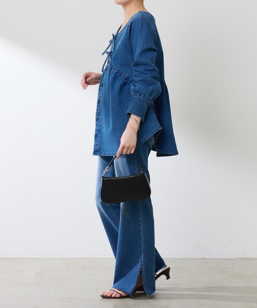 COLLAGE GALLARDAGALANTE（コラージュガリャルダガランテ）の「Q.anos/2WAYデニムチュニック（Tシャツ/カットソー・レディース・ブラック/ブルー・FREE）」の19枚目の写真