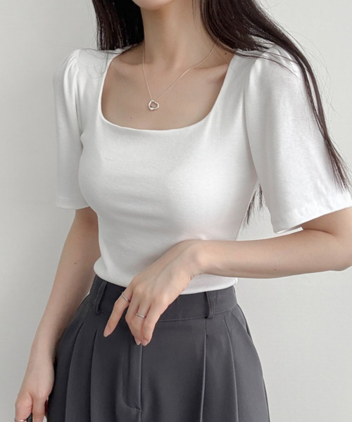 VIVID LADY(ビビッドレディー)の「ショルダーギャザー 半袖Tシャツ(Tシャツ/カットソー・レディース・ベージュ/アイボリー/ブラック・FREE)」の10枚目の写真