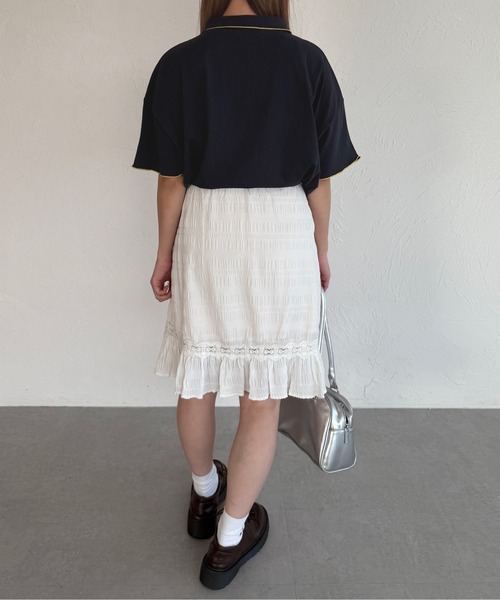 kutir（クティール）の「半袖チェックリボンポロTシャツ（ポロシャツ・レディース・ネイビー/オフホワイト/アイボリー・FREE）」の20枚目の写真