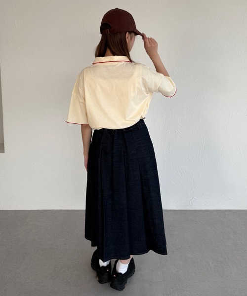 kutir（クティール）の「半袖チェックリボンポロTシャツ（ポロシャツ・レディース・ネイビー/オフホワイト/アイボリー・FREE）」の14枚目の写真