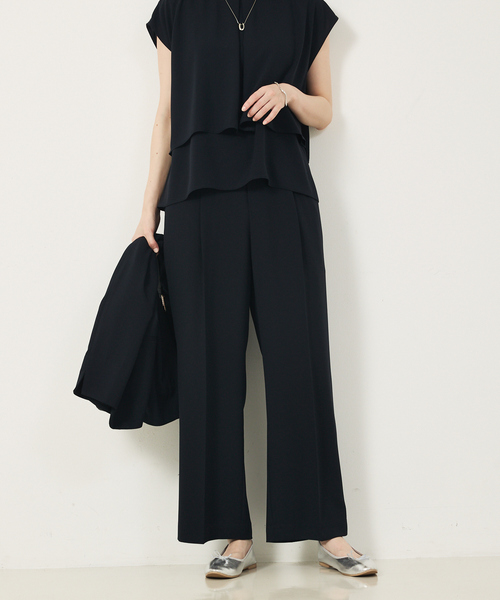 abahouse mavie(アバハウスマヴィ)の「【2点セットアップ/エニデイカセット・サマー】ジョーゼット ブラウス&パンツセット(シャツ/ブラウス・レディース・ダークネイビー/ブラック・36/38/40)」の8枚目の写真