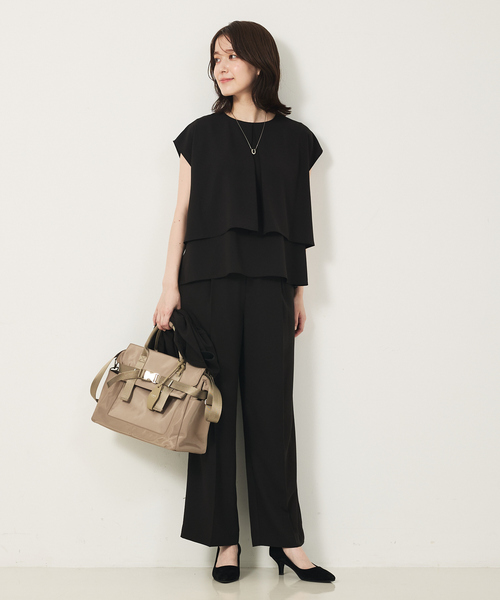 abahouse mavie(アバハウスマヴィ)の「【2点セットアップ/エニデイカセット・サマー】ジョーゼット ブラウス&パンツセット(シャツ/ブラウス・レディース・ダークネイビー/ブラック・36/38/40)」の11枚目の写真