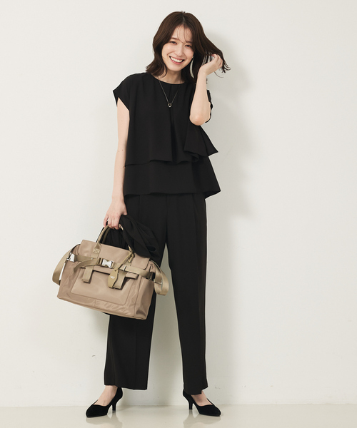 abahouse mavie(アバハウスマヴィ)の「【2点セットアップ/エニデイカセット・サマー】ジョーゼット ブラウス&パンツセット(シャツ/ブラウス・レディース・ダークネイビー/ブラック・36/38/40)」の12枚目の写真