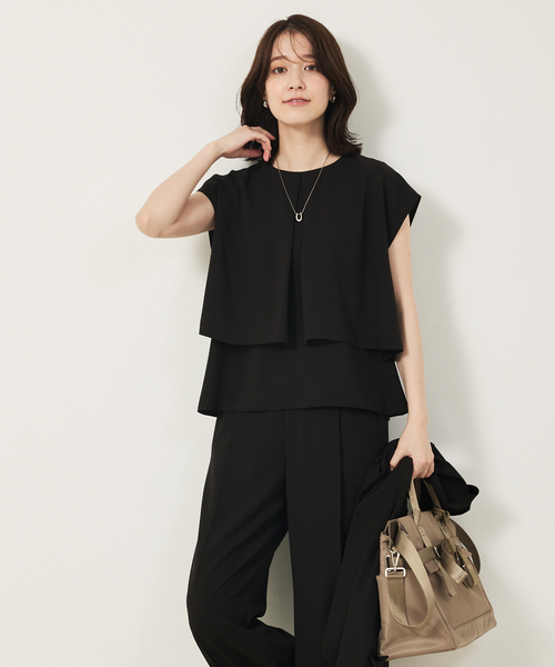 abahouse mavie(アバハウスマヴィ)の「【2点セットアップ/エニデイカセット・サマー】ジョーゼット ブラウス&パンツセット(シャツ/ブラウス・レディース・ダークネイビー/ブラック・36/38/40)」の14枚目の写真