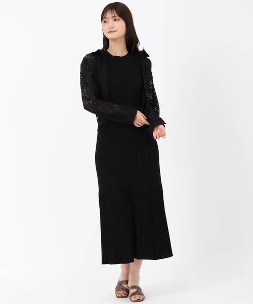 MISCH MASCH(ミッシュマッシュ)の「セミフレアリブニットワンピース(ワンピース・レディース・ブラック/ブラウン・フリ-)」の12枚目の写真