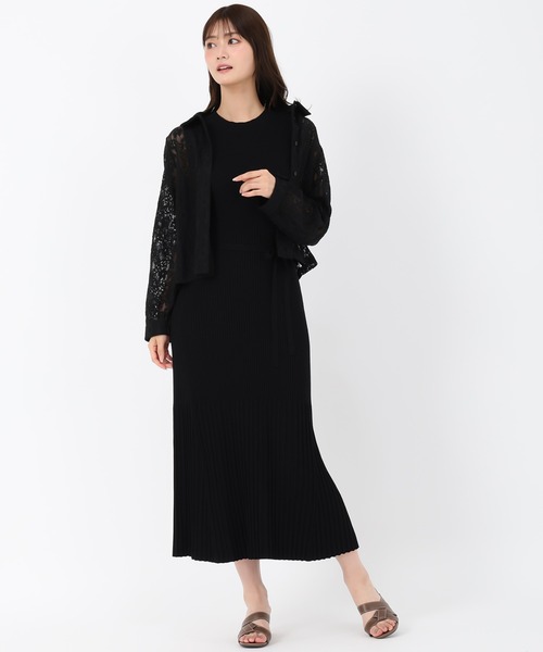 MISCH MASCH(ミッシュマッシュ)の「セミフレアリブニットワンピース(ワンピース・レディース・ブラック/ブラウン・フリ-)」の13枚目の写真