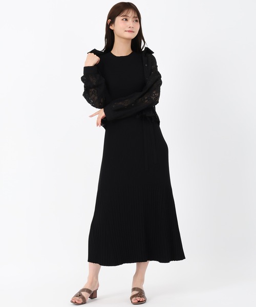 MISCH MASCH(ミッシュマッシュ)の「セミフレアリブニットワンピース(ワンピース・レディース・ブラック/ブラウン・フリ-)」の14枚目の写真