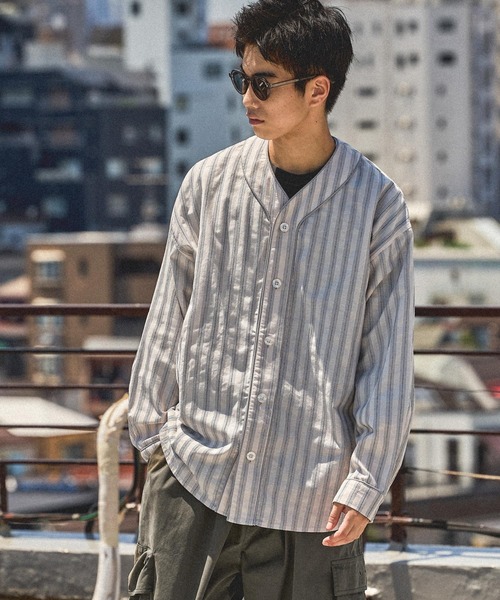 セール】ストライプベースボールシャツ（シャツ/ブラウス