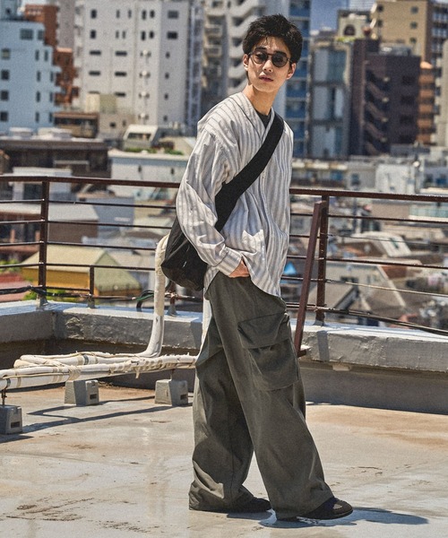 niko and...(ニコアンド)の「ストライプベースボールシャツ(シャツ/ブラウス・メンズ・ライトグリーン/オフホワイト・LARGE/MEDIUM)」の4枚目の写真