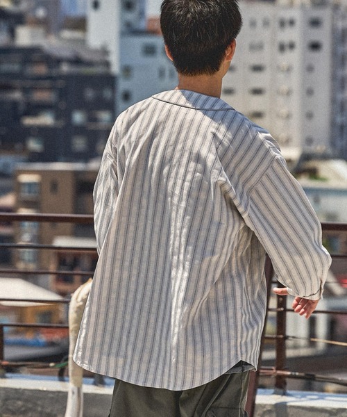 niko and...(ニコアンド)の「ストライプベースボールシャツ(シャツ/ブラウス・メンズ・ライトグリーン/オフホワイト・LARGE/MEDIUM)」の6枚目の写真