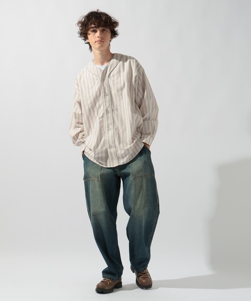 niko and...(ニコアンド)の「ストライプベースボールシャツ(シャツ/ブラウス・メンズ・ライトグリーン/オフホワイト・LARGE/MEDIUM)」の9枚目の写真