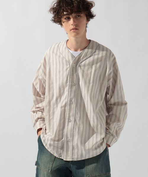 niko and...(ニコアンド)の「ストライプベースボールシャツ(シャツ/ブラウス・メンズ・ライトグリーン/オフホワイト・LARGE/MEDIUM)」の11枚目の写真