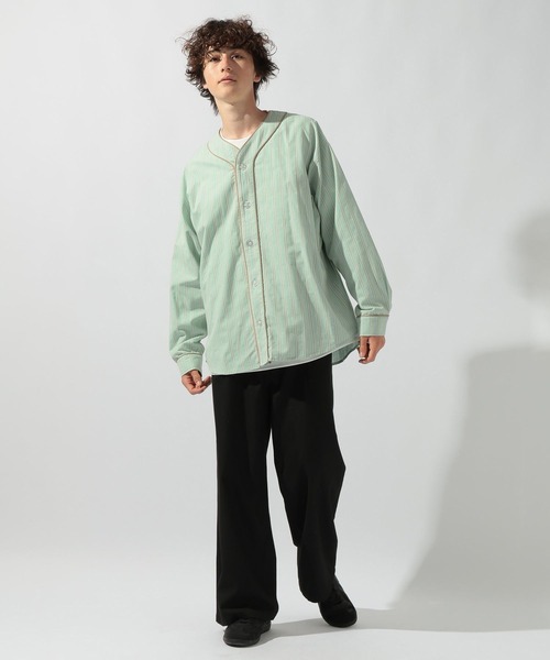 niko and...(ニコアンド)の「ストライプベースボールシャツ(シャツ/ブラウス・メンズ・ライトグリーン/オフホワイト・LARGE/MEDIUM)」の13枚目の写真