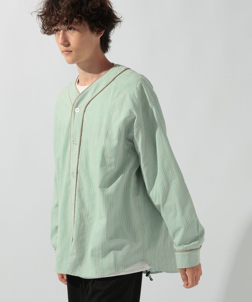 niko and...(ニコアンド)の「ストライプベースボールシャツ(シャツ/ブラウス・メンズ・ライトグリーン/オフホワイト・LARGE/MEDIUM)」の15枚目の写真