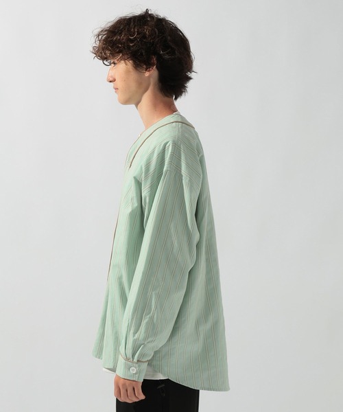 niko and...(ニコアンド)の「ストライプベースボールシャツ(シャツ/ブラウス・メンズ・ライトグリーン/オフホワイト・LARGE/MEDIUM)」の17枚目の写真