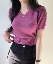 UNTITLED - UNTITLED [L]ルミーナウールVネックニット パープル　48(6L) ニット/セーター（パープル/紫色系・Vネック）ファッション通販