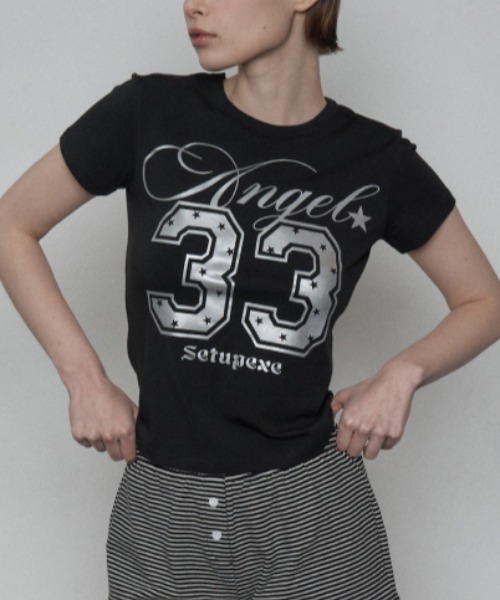 SETUP-EXE★韓国★人気★33 ANGEL TOP 3色 Tシャツ 半袖 SETUP‐EXE】33 ANGEL TOP / 【セットアップエグゼ】33