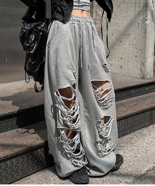 【新品未使用】COEL ダメージスウェットパンツ　ブラック A'GEM/9 × .kom 『.KOM/ドットケーオーエム』 チェーン付