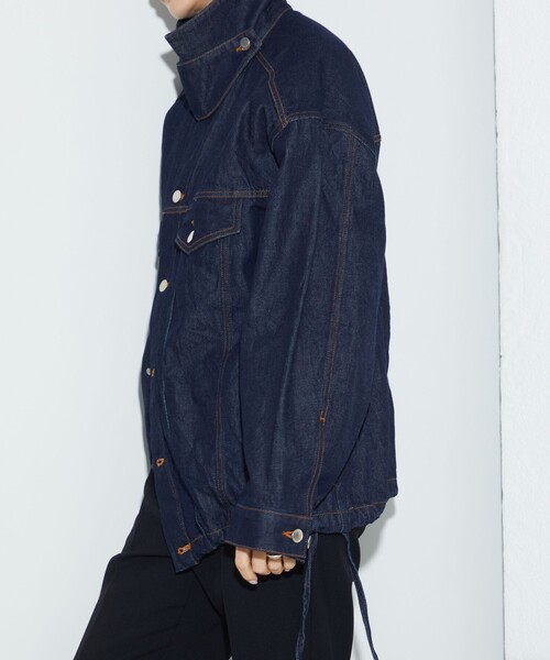 AEWEN MATOPH（イウエン マトフ）の「＜AEWEN MATOPH＞デニムドローストブルゾン（デニムジャケット・レディース・ネイビー/ライトブルー・38/36）」の4枚目の写真