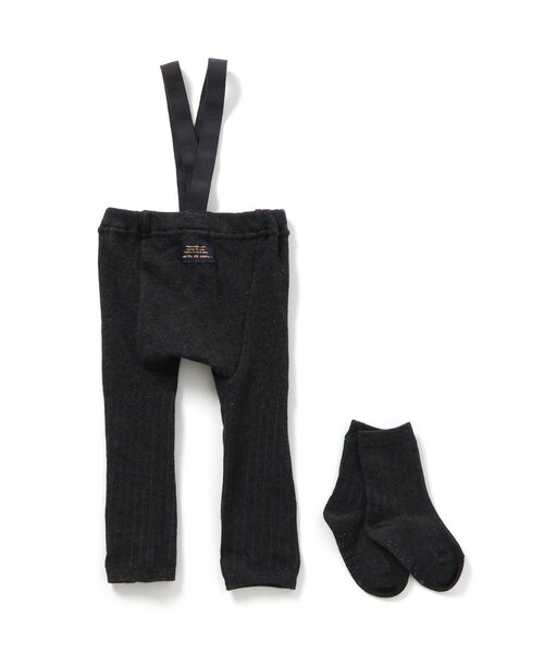 apres les cours（アプレレクール）の「サスペンダー付きレギンス&ソックスセット（その他ベビーウェア・キッズ・ブラック/アイボリー・80）」の3枚目の写真