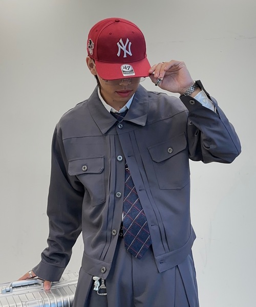 MandO（Auntie Rosa）（エムオー）の「ダブルポケットショートジャケット/セットアップ着用可（シャツ/ブラウス・メンズ・ブラウン/ブラック・LARGE/MEDIUM）」の2枚目の写真