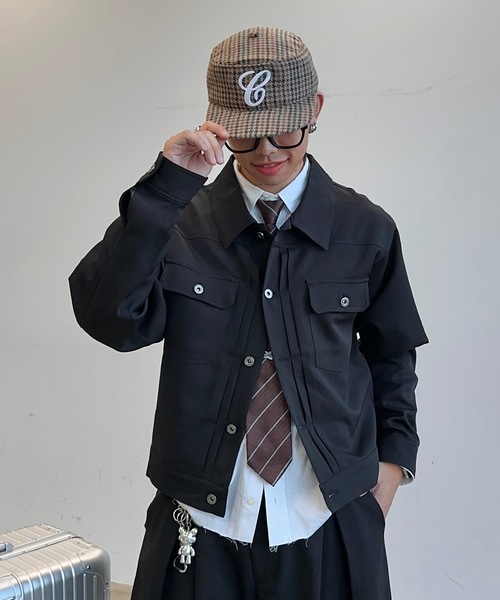 MandO（Auntie Rosa）（エムオー）の「ダブルポケットショートジャケット/セットアップ着用可（シャツ/ブラウス・メンズ・ブラウン/ブラック・LARGE/MEDIUM）」の9枚目の写真