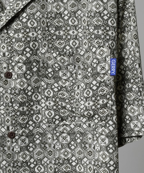 GERRY(ジェリー)の「GERRY ビッグシルエット レトロ プリント オープンカラー アロハ シャツ(シャツ/ブラウス・メンズ・カーキ/ブルー/オレンジ/ブラック・M/L/LL)」の10枚目の写真