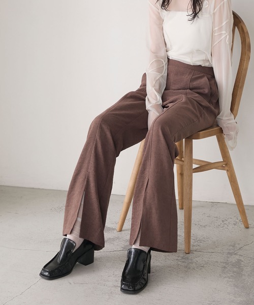 forksy.（フォルクシー）の「【forksy.】ニュアンステクスチャーフレアスラックス（その他パンツ・レディース・ブラウン/ベージュ/ブラック・FREE）」の2枚目の写真