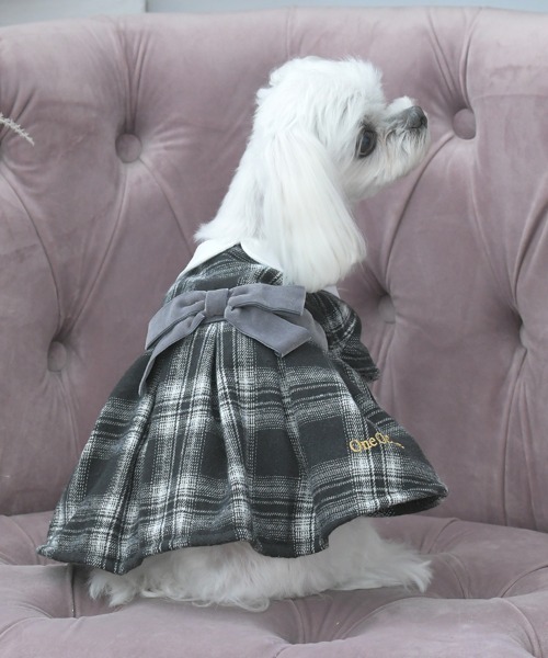 One Octave（ワンオクターヴ）の「One Octave/チェック柄ワンピース（ペットウェア・レディース・ネイビー/グレー・L/2L/2M/2XS/XS/S/M）」の2枚目の写真